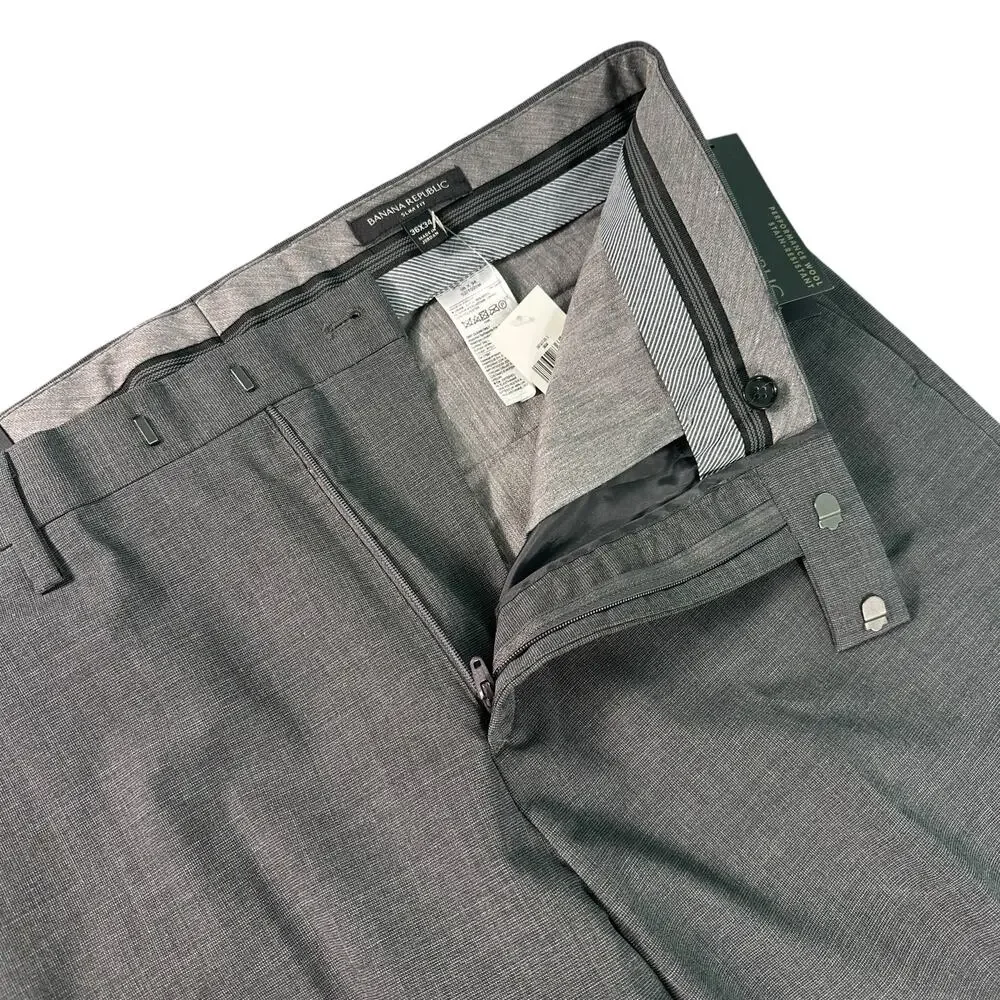 Banana Republic Performance Wool Dress Pants Mens 36x34 Slim Fit‎ Gray NEW